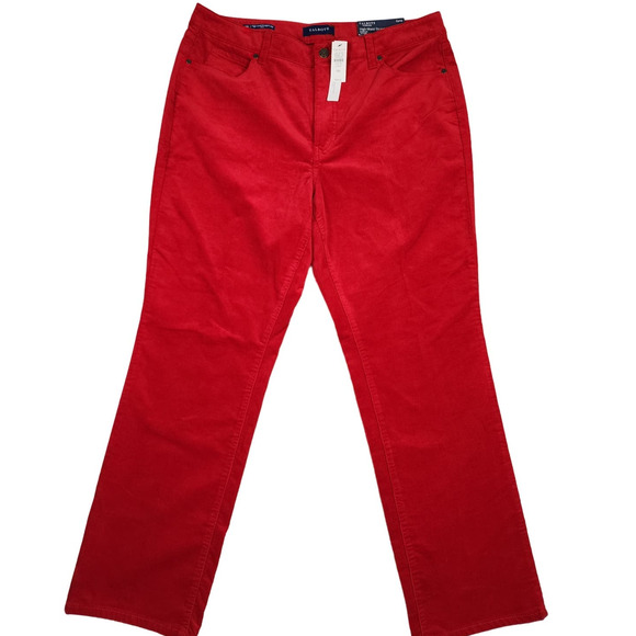 NWT Talbots Women's Red Corduroy High Waisted Straight Leg Pants Size 14P - Picture 1 of 15